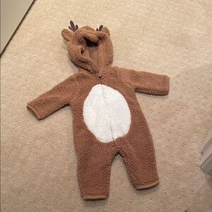 Carter’s Brown Fleece Reindeer Kids One Piece Newborn